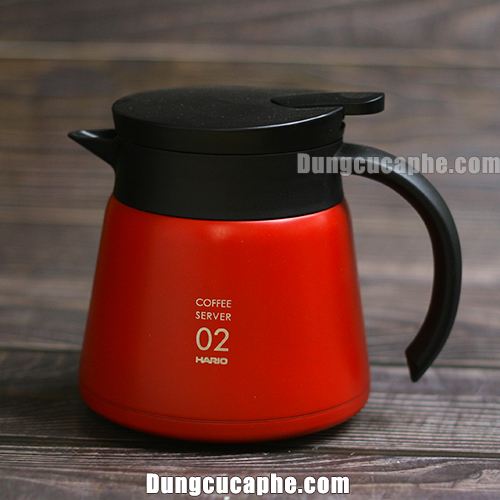Bình đựng Trà và cà phê kim loại hai lớp cách nhiệt Hario đỏ 600ml VHS-60