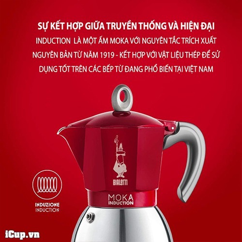 Moka Pot Induction được sử dụng đế thép dành cho bếp từ