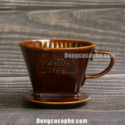 Phễu lọc cà phê sứ nâu Kalita 102 đáy 3 lỗ – Made in Japan