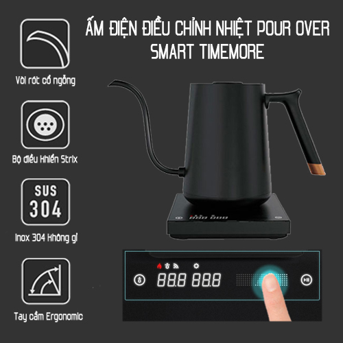Tính năng cảm ứng cùng thiết kế hiện đại trên ấm Timemore