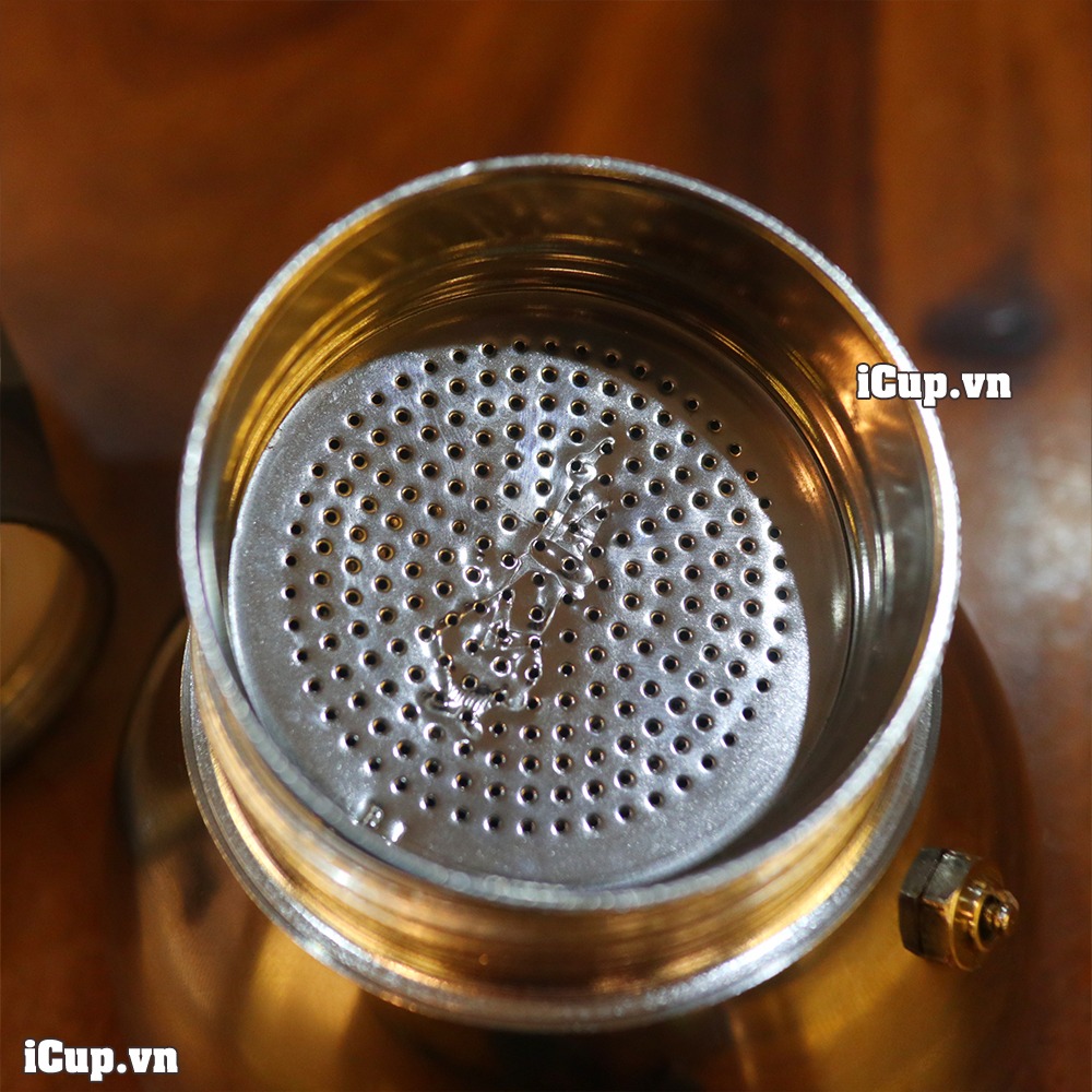 Bộ phận Moka Pot Brikka 4cup đựng bột cà phê bằng thép rất xịn