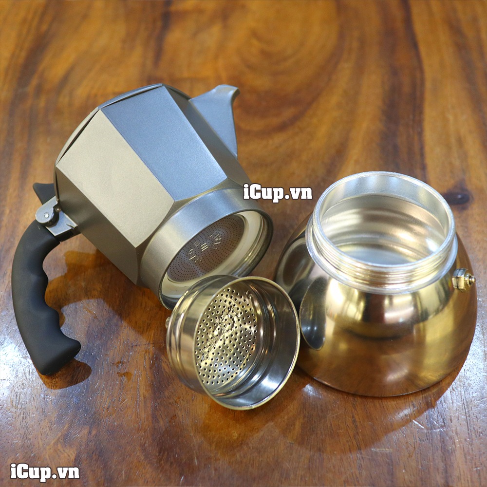 Các bộ phận tháo rời của ấm Moka Pot Brikka Induction 4 cup