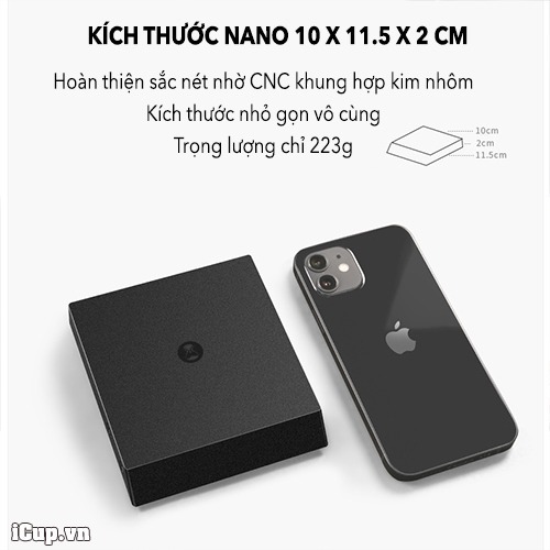 Kích thước cân điện tử Timemore Nano nhỏ hơn so với chiếc điện thoại
